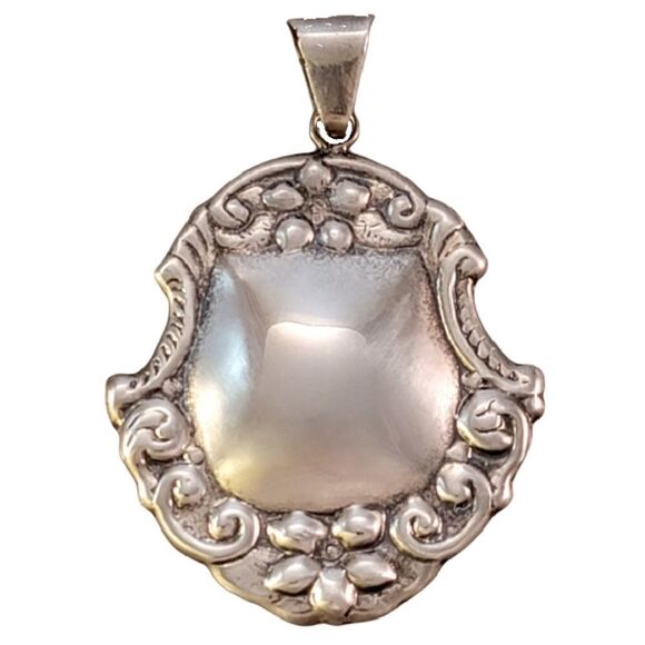 Vintage Sterling Floral Silverware Inspired Pendant - Picture 1 of 6